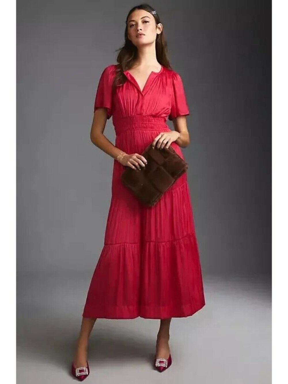 NWT by Anthropologie The Somerset Maxi in Pink Lumensilk Edition Dress MP Petite
